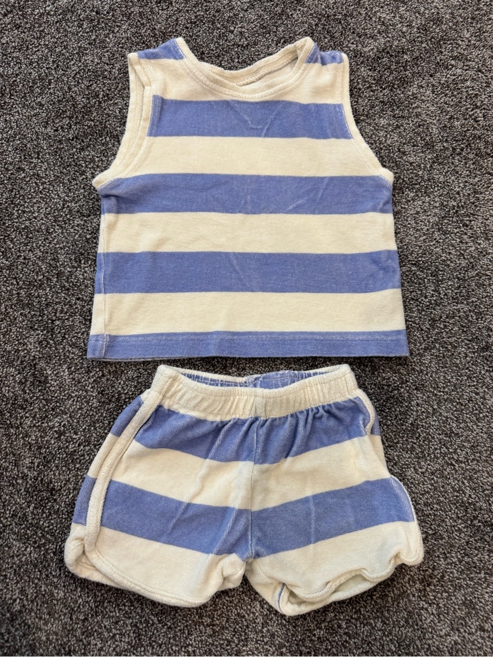Zara Blue and Cream Striped Kids Pajama Set
